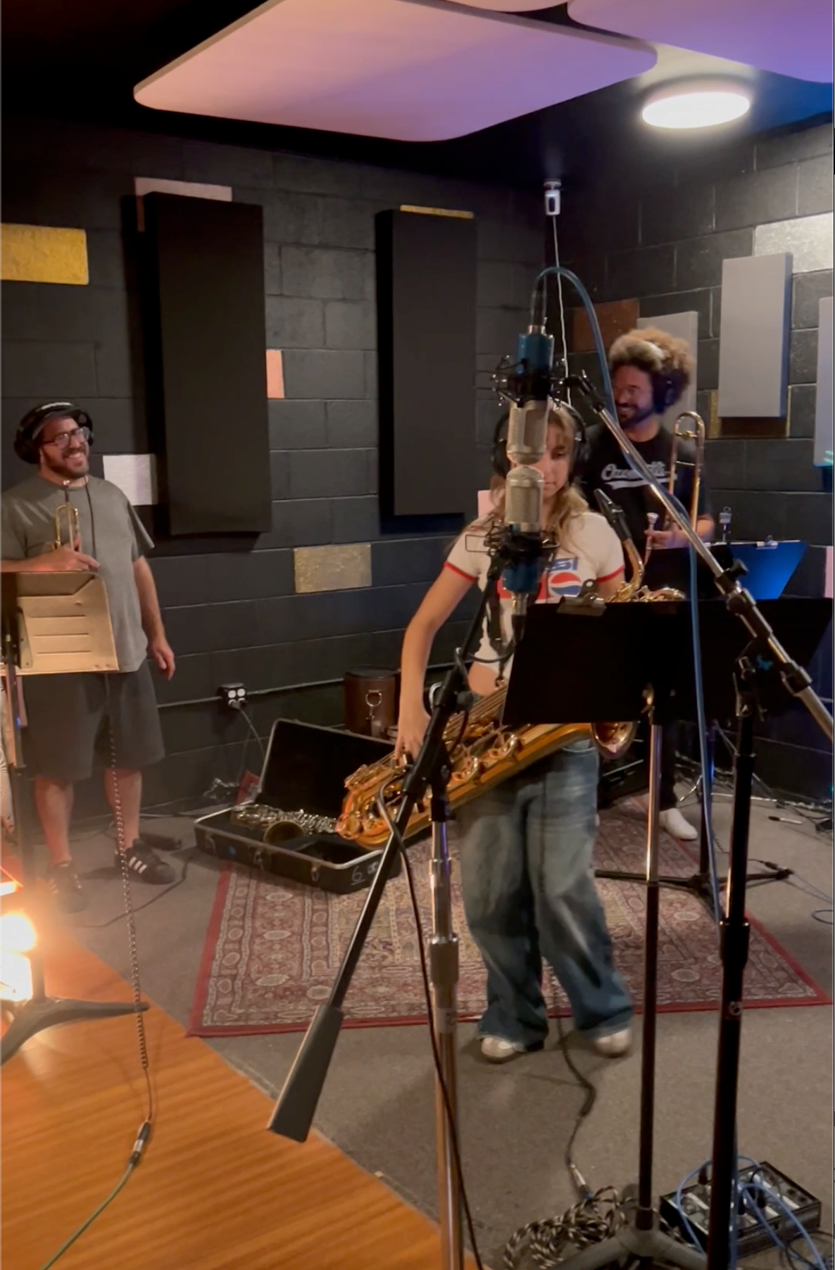 Brass recording session in studio